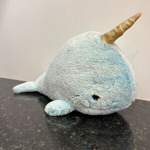GUND Nori Narwhal Stuffed Animal Plush Whale Pastel Blue With Sparkling Horn 11”